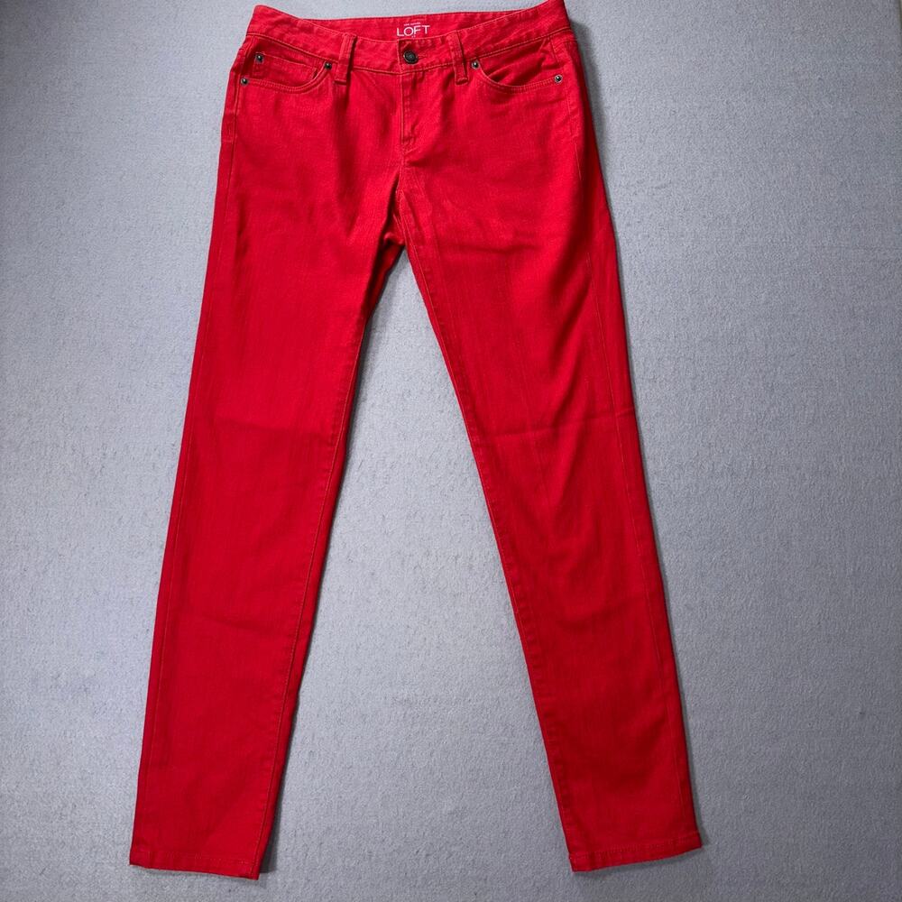 Ann Taylor Red‎ Sz 2 Modern Skinny Jeans 8" Rise Punk Rocker Retro Bold Classic
